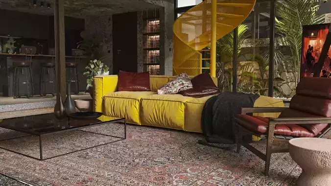 Modern Livingroom and Kitchen