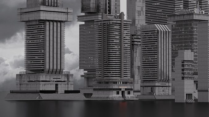 Concrete Brutalism - 3D Building asset 3D model 2