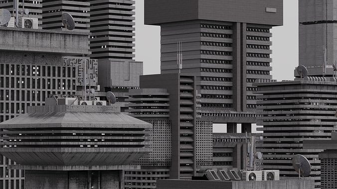 Concrete Brutalism - 3D Building asset 3D model 3