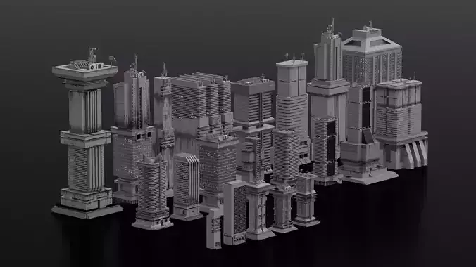 Concrete Brutalism - 3D Building asset 3D model