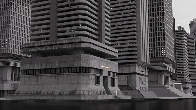Concrete Brutalism - 3D Building asset 3D model 4