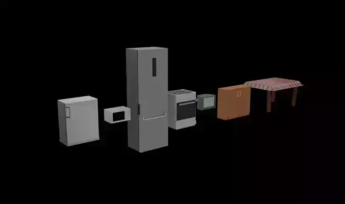 8 3D models of kitchen appliances