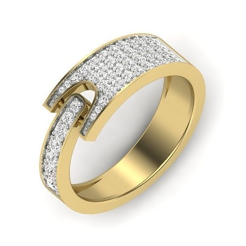 light weight  Yellow gold diamond rings-PR-480-DIA 3D print model