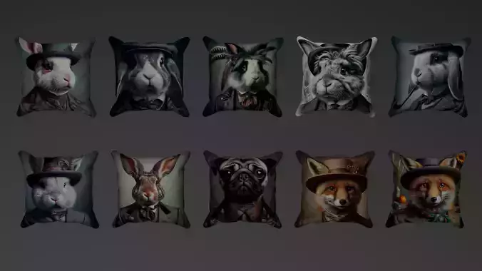 llustration Animal Figure Digital Print Pillows 2