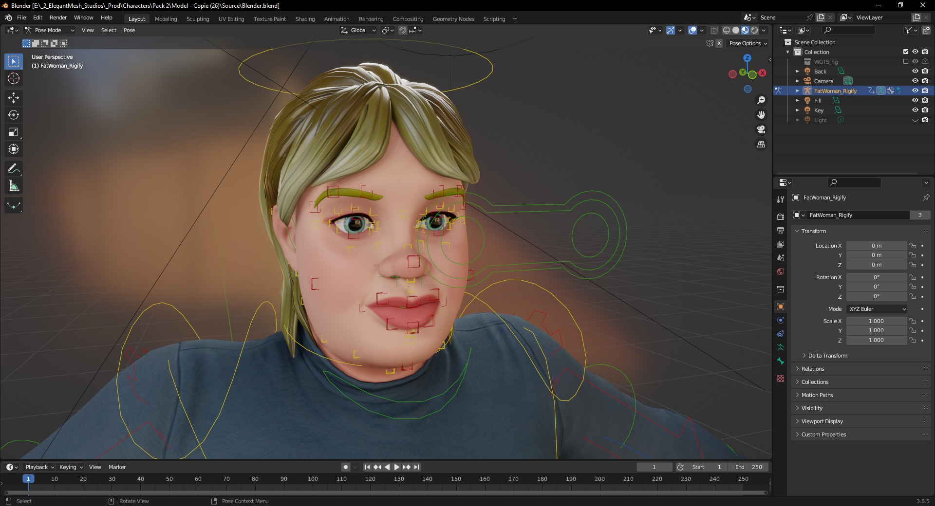 Everyday Outfit Plus-Size Jeans Female Model  Stylized Character Low-poly 3D model_18