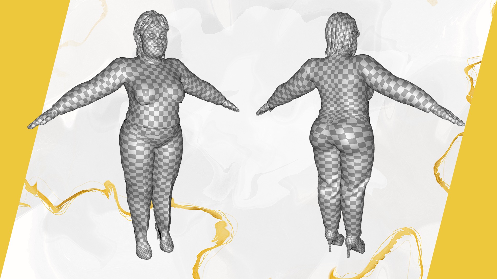 Everyday Outfit Plus-Size Jeans Female Model  Stylized Character Low-poly 3D model_28