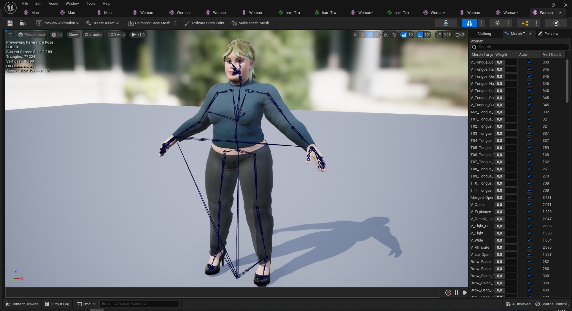 Everyday Outfit Plus-Size Jeans Female Model  Stylized Character Low-poly 3D model_27