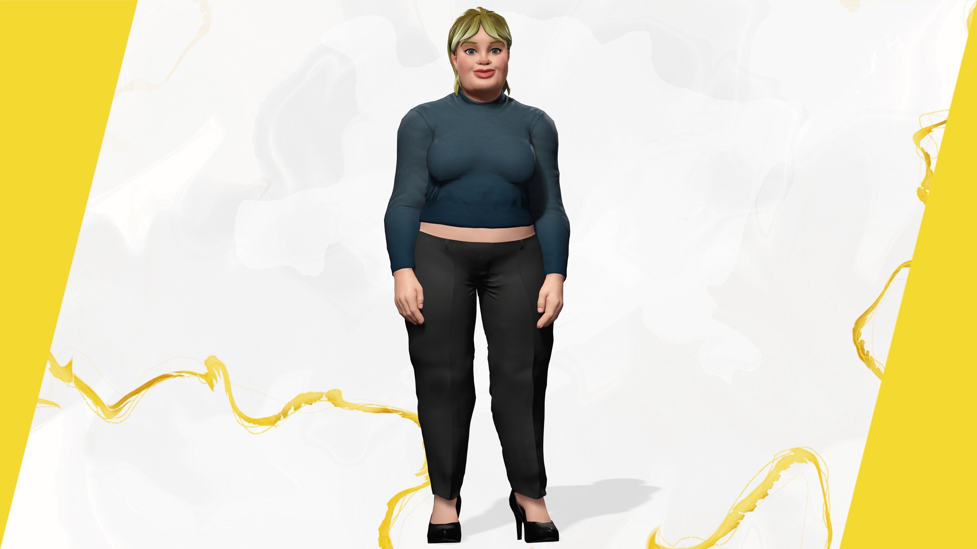 Everyday Outfit Plus-Size Jeans Female Model  Stylized Character Low-poly 3D model_15