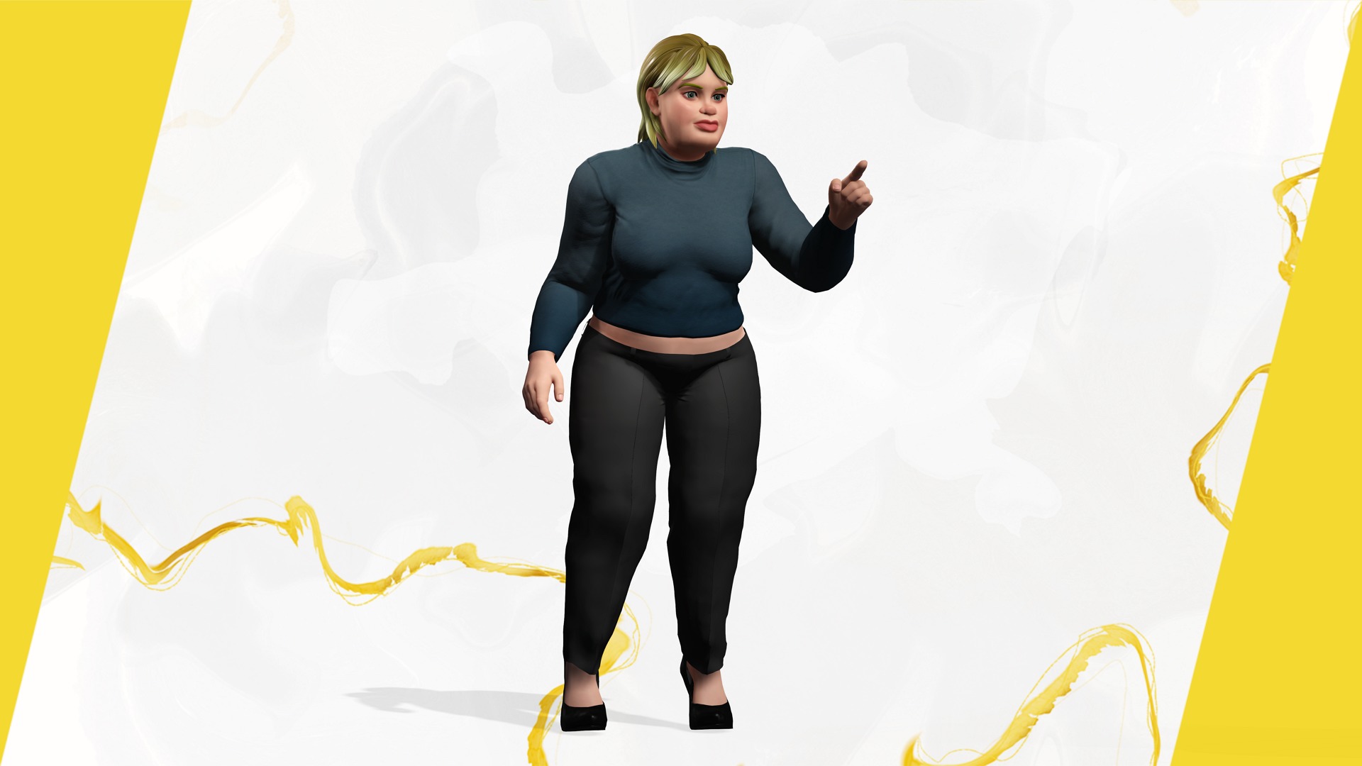 Everyday Outfit Plus-Size Jeans Female Model  Stylized Character Low-poly 3D model_10
