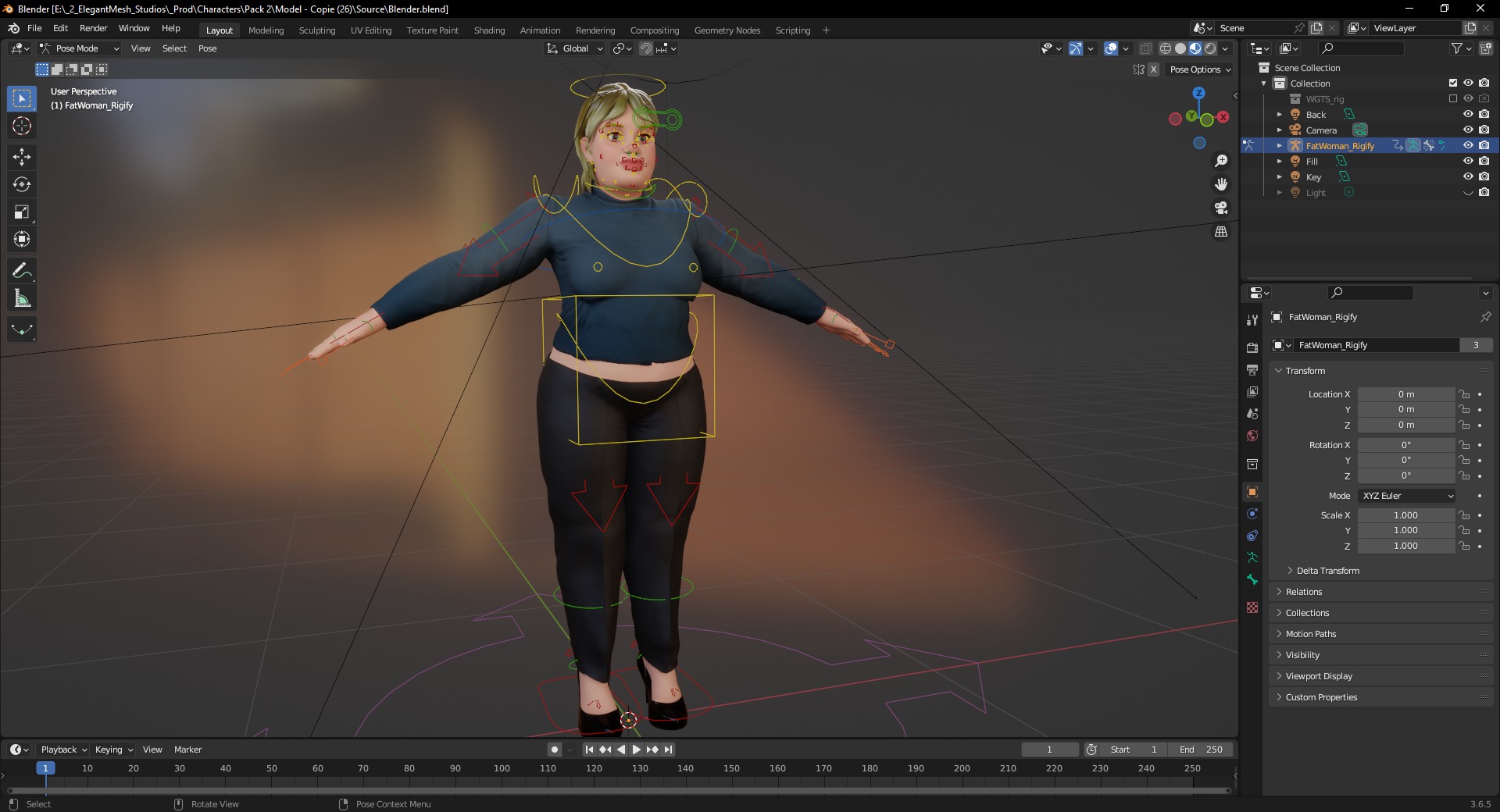 Everyday Outfit Plus-Size Jeans Female Model  Stylized Character Low-poly 3D model_19