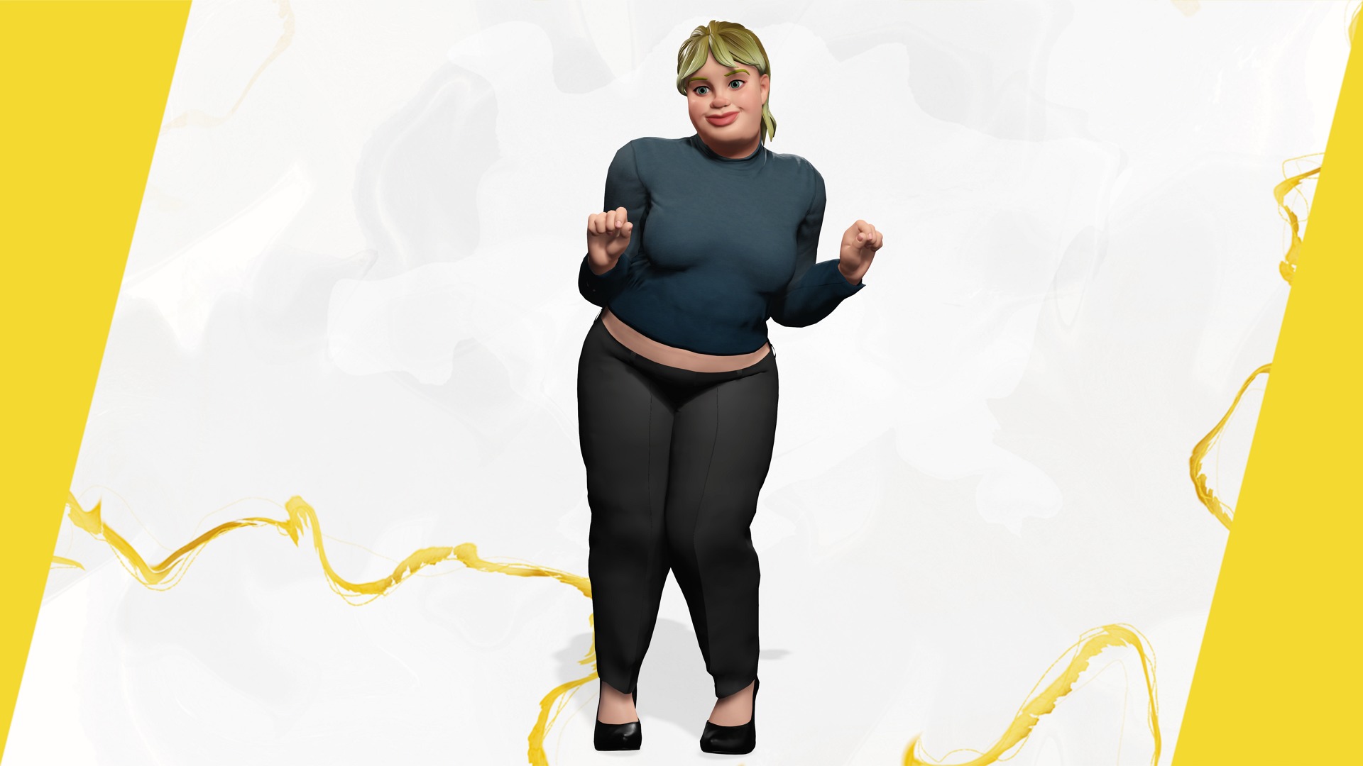 Everyday Outfit Plus-Size Jeans Female Model  Stylized Character Low-poly 3D model_13