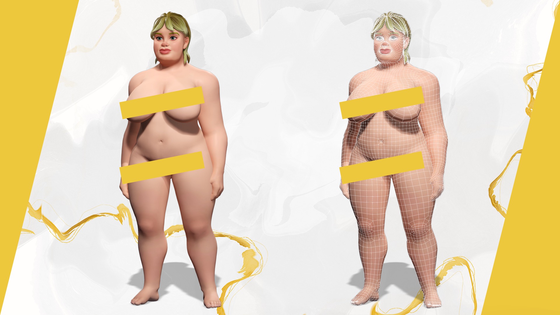 Everyday Outfit Plus-Size Jeans Female Model  Stylized Character Low-poly 3D model_2