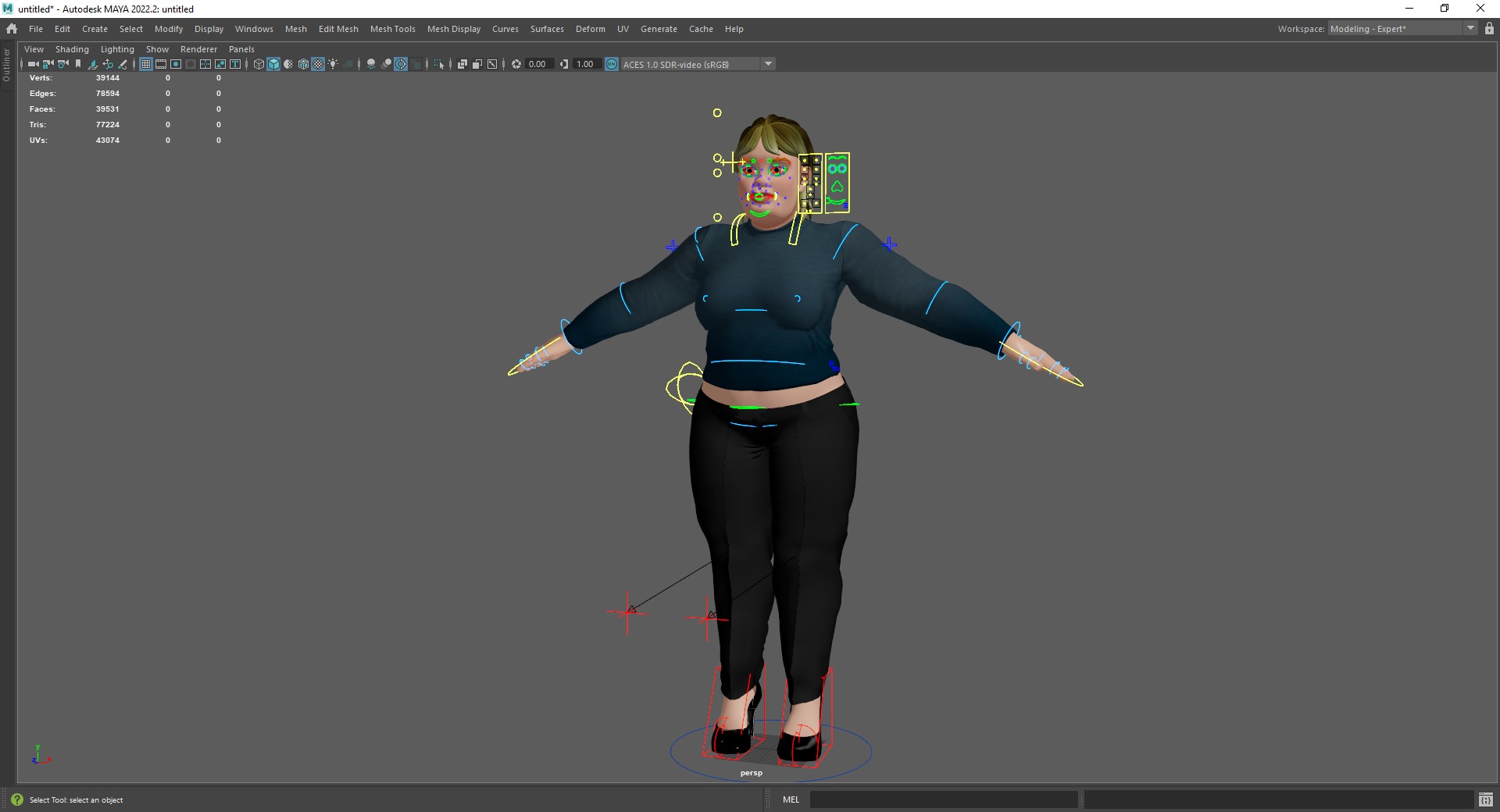 Everyday Outfit Plus-Size Jeans Female Model  Stylized Character Low-poly 3D model_22