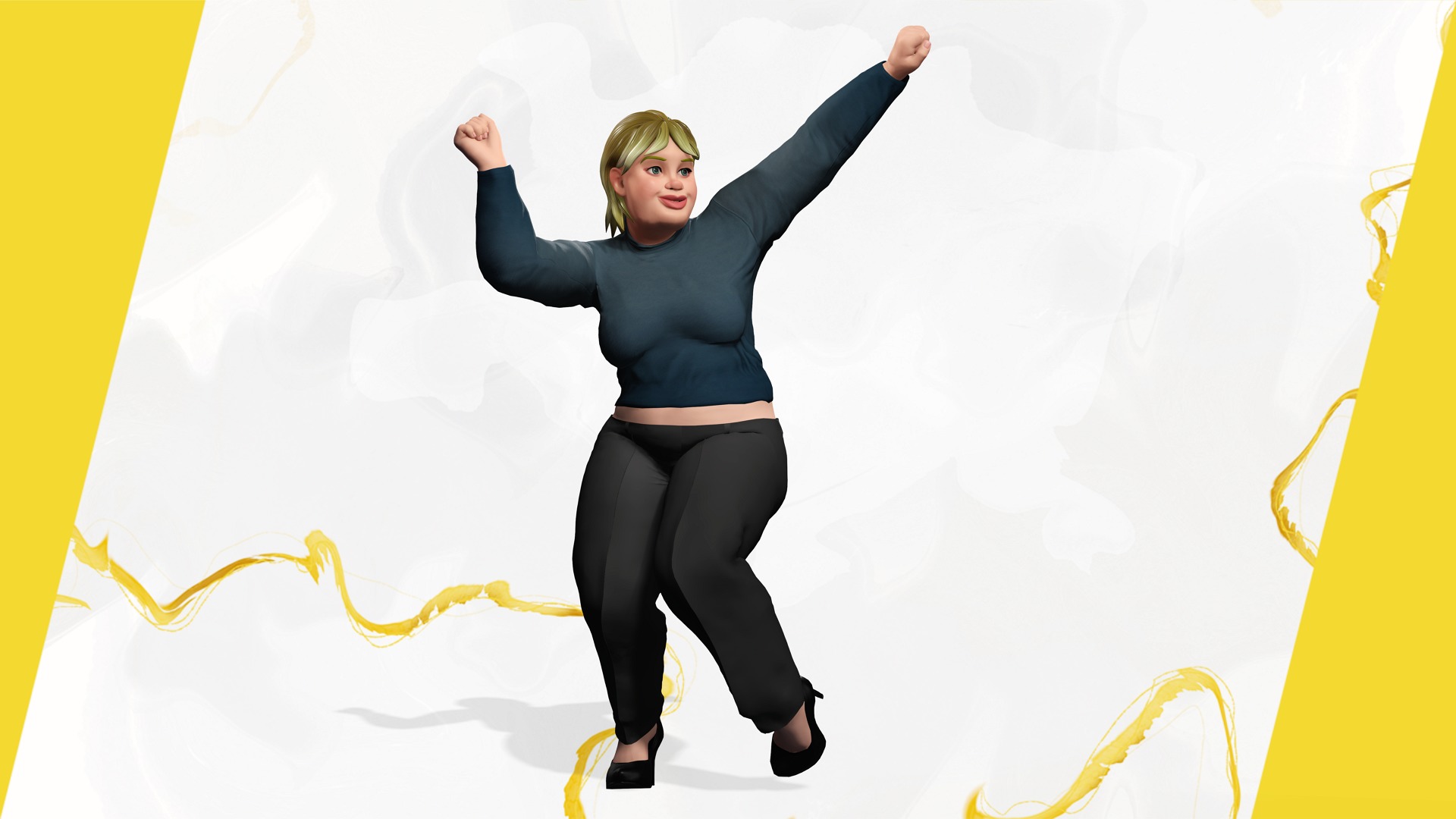 Everyday Outfit Plus-Size Jeans Female Model  Stylized Character Low-poly 3D model_11