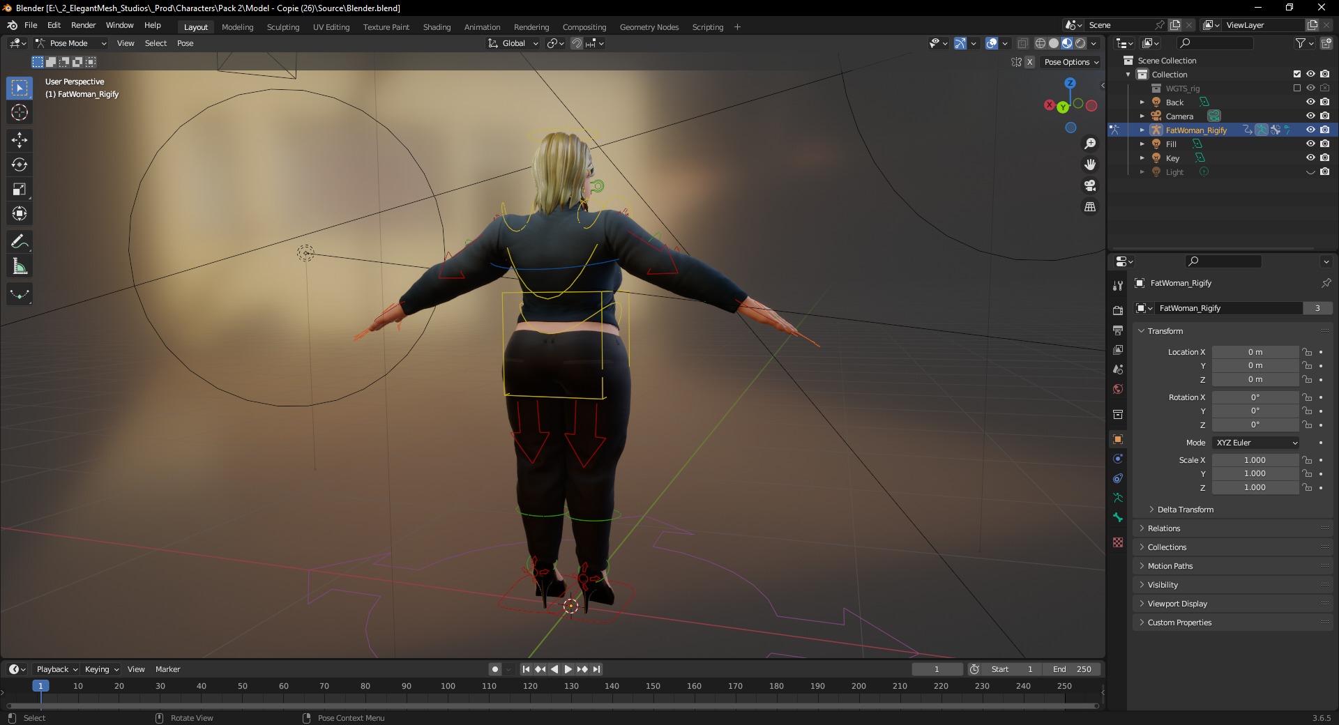 Everyday Outfit Plus-Size Jeans Female Model  Stylized Character Low-poly 3D model_20