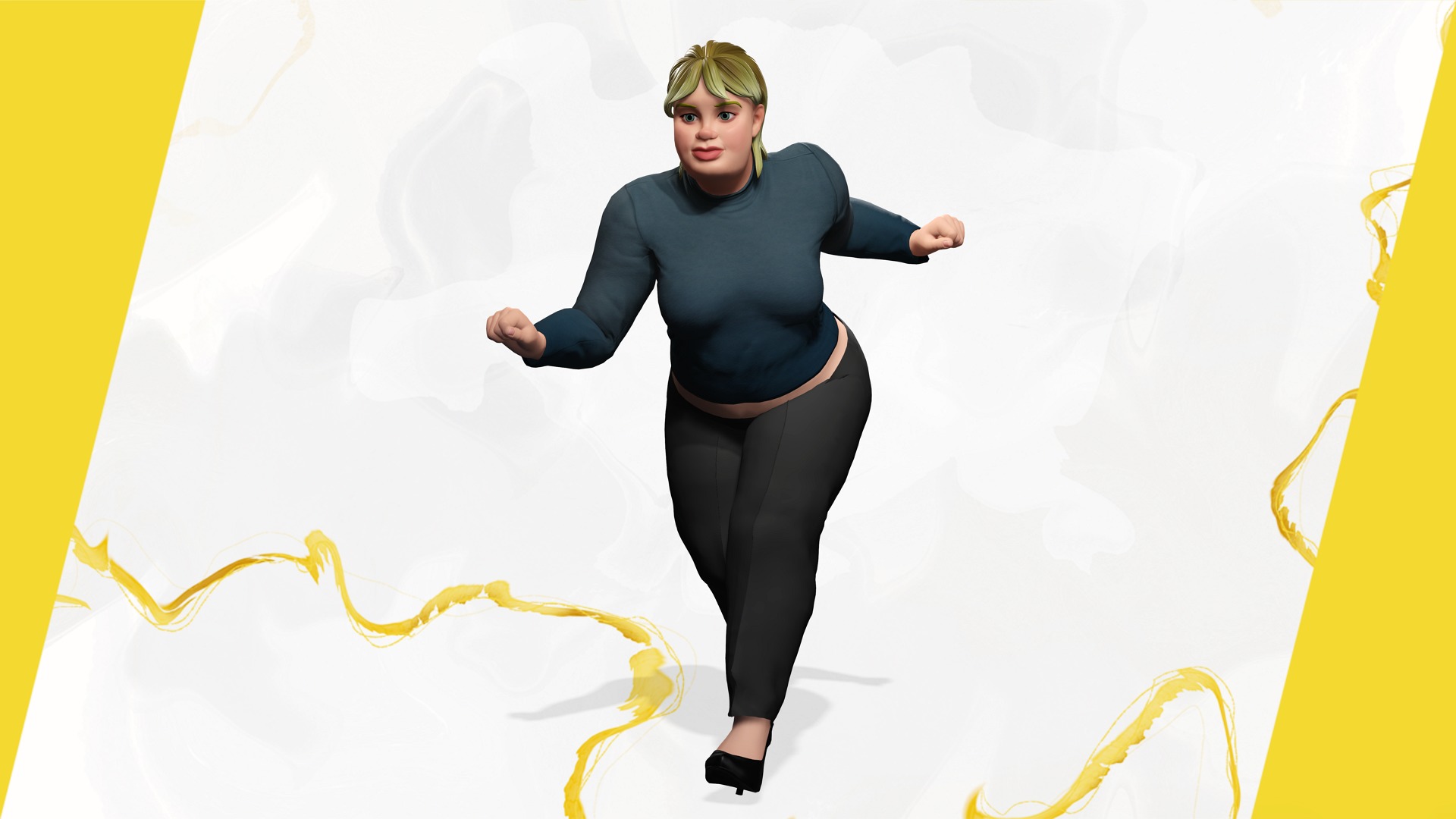 Everyday Outfit Plus-Size Jeans Female Model  Stylized Character Low-poly 3D model_12