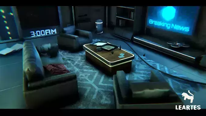 Cyberpunk Sci-Fi Futuristic Apartment Interior Environment