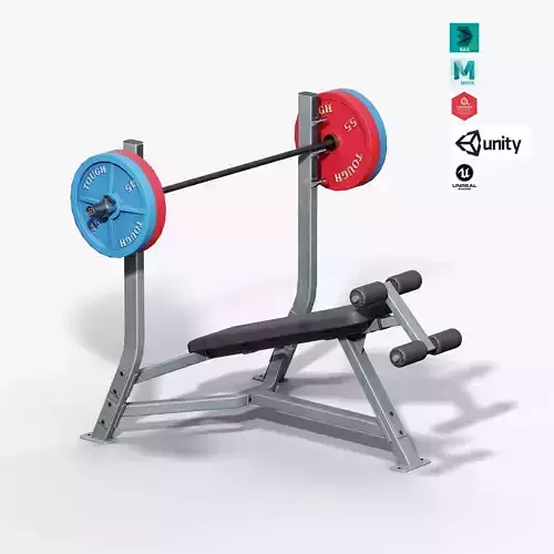 Decline Bench Low-poly 3D model