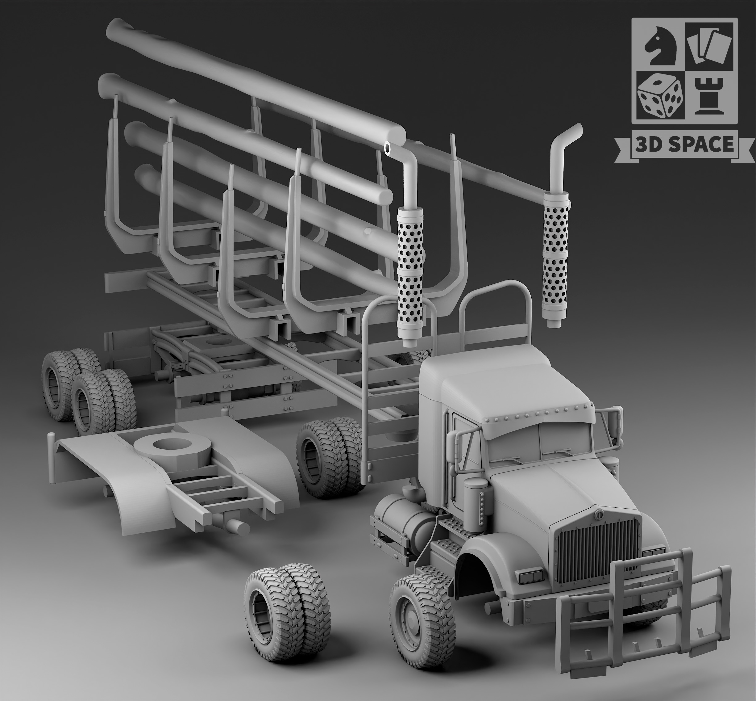 logging truck 3D print model_3