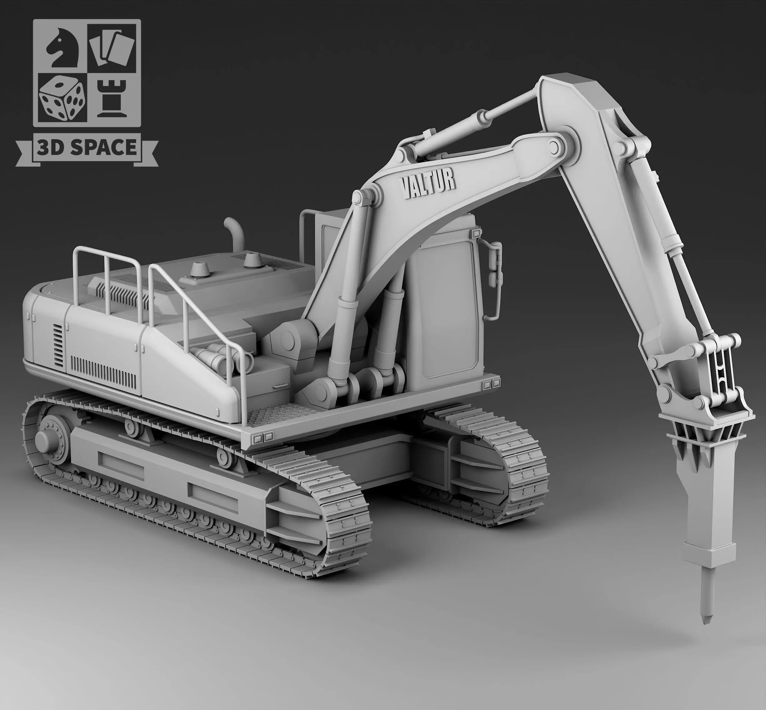 hydraulic hammer 3D print model_0