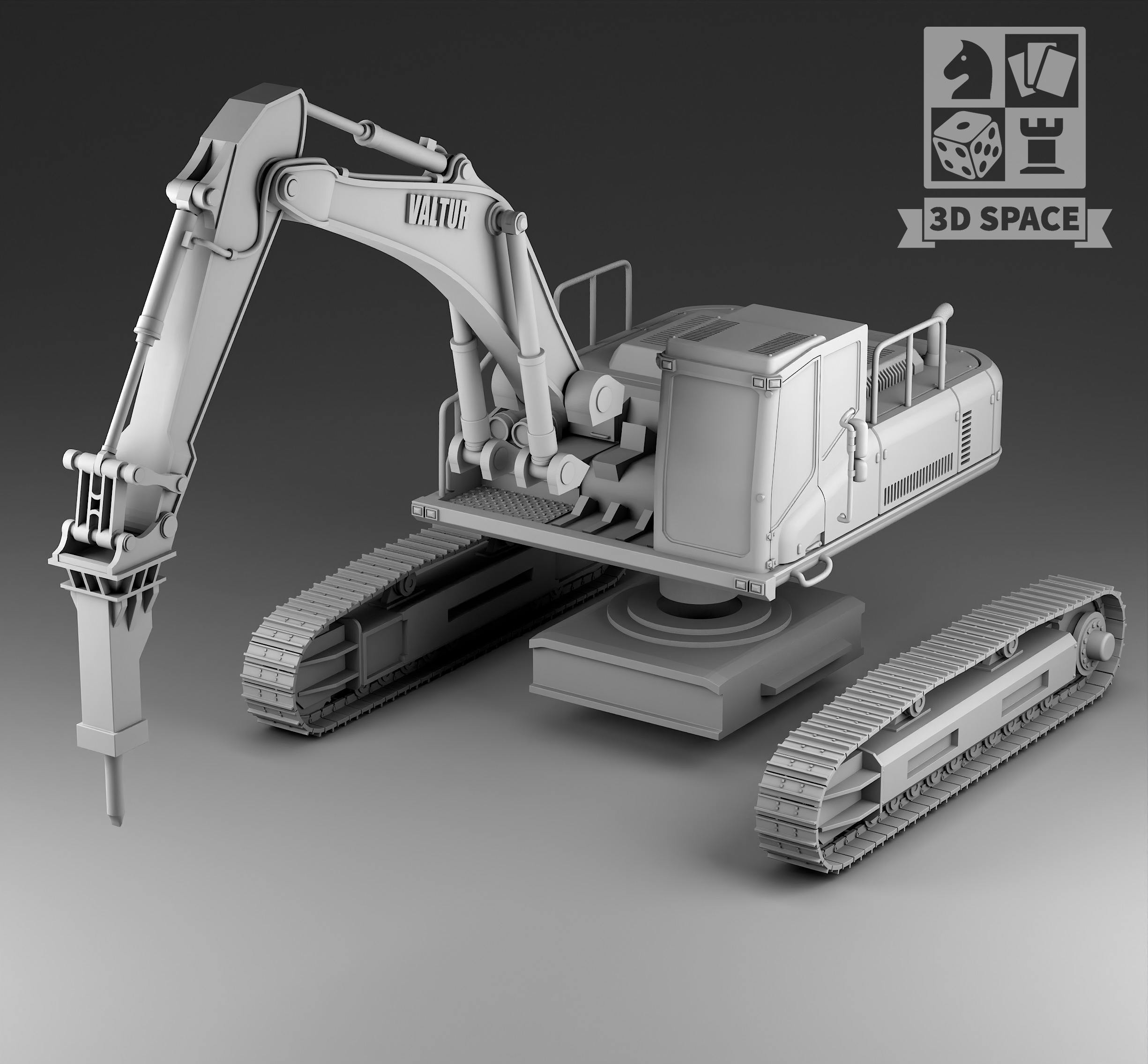 hydraulic hammer 3D print model_3