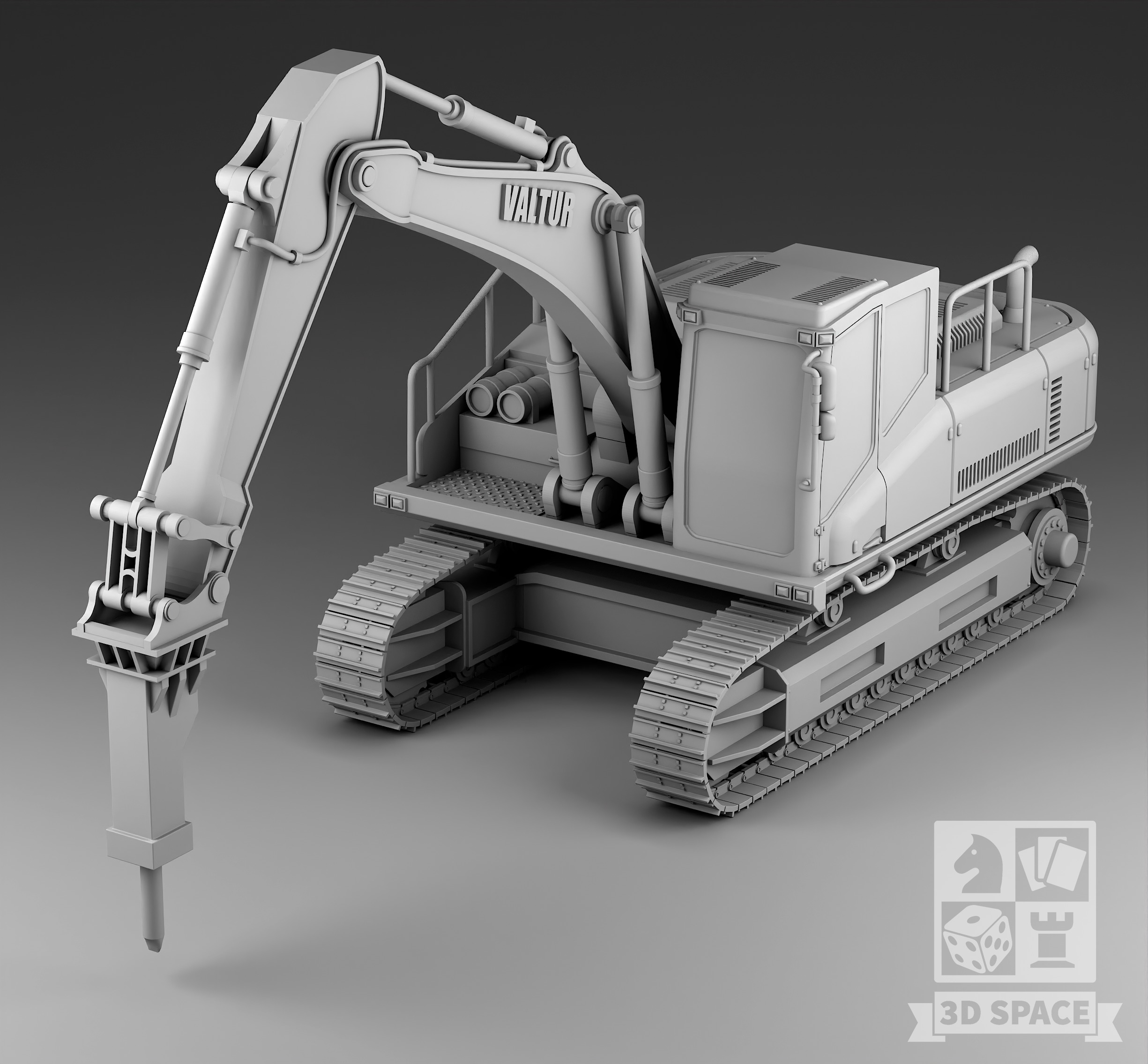 hydraulic hammer 3D print model_2