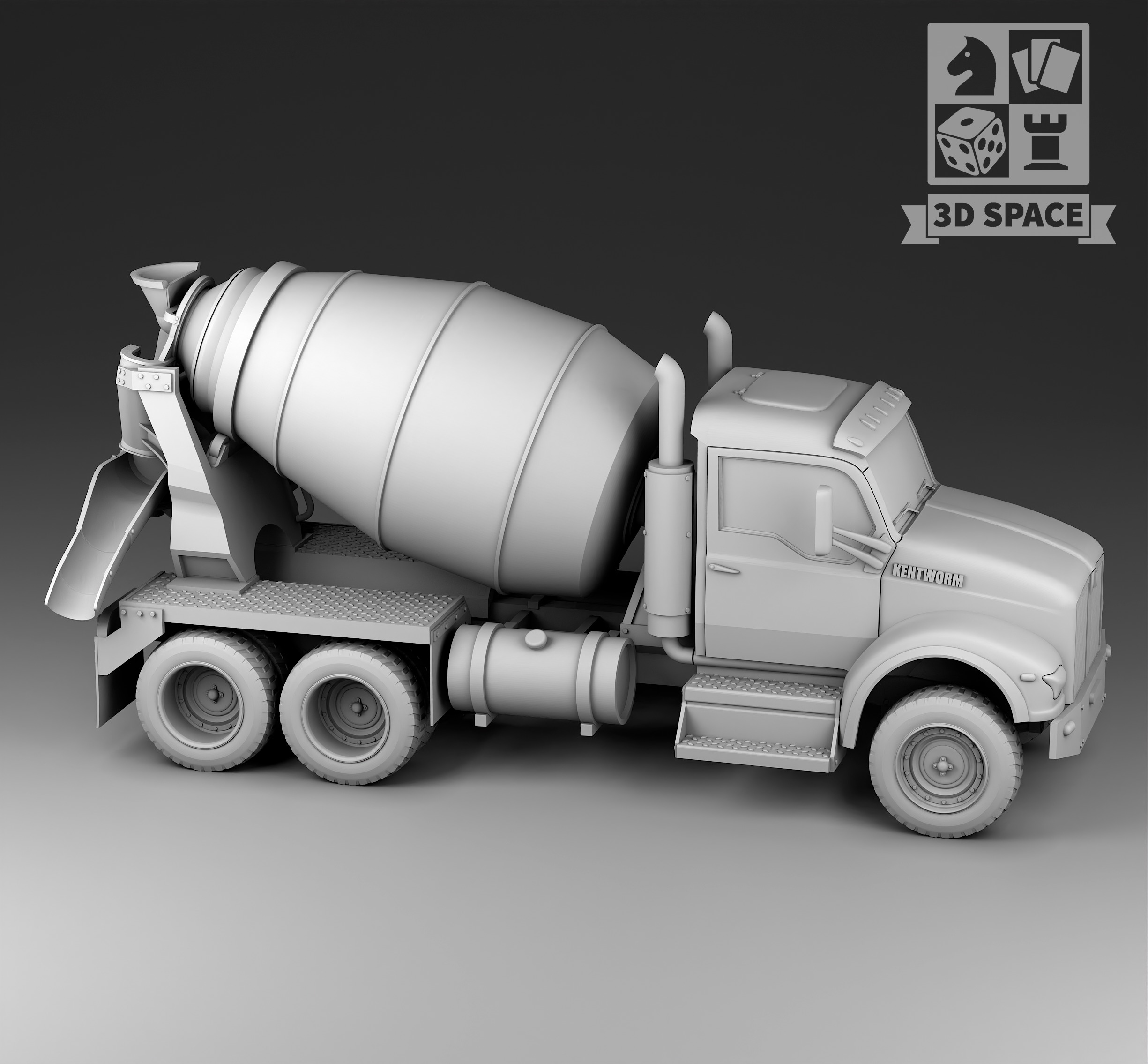 concrete mixer 3D print model_2