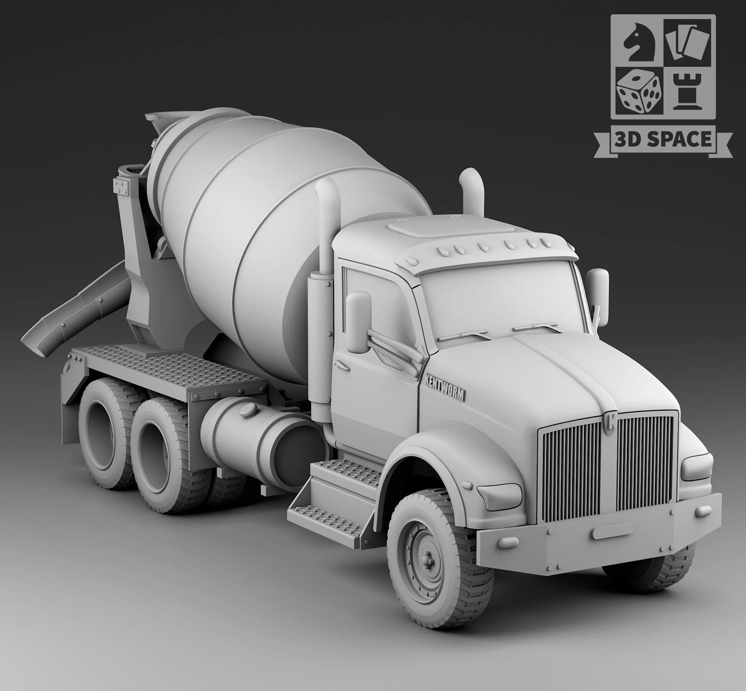 concrete mixer 3D print model_0