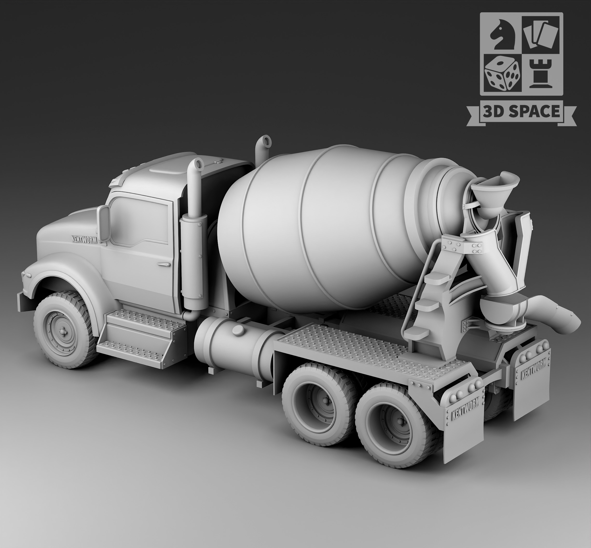 concrete mixer 3D print model_1