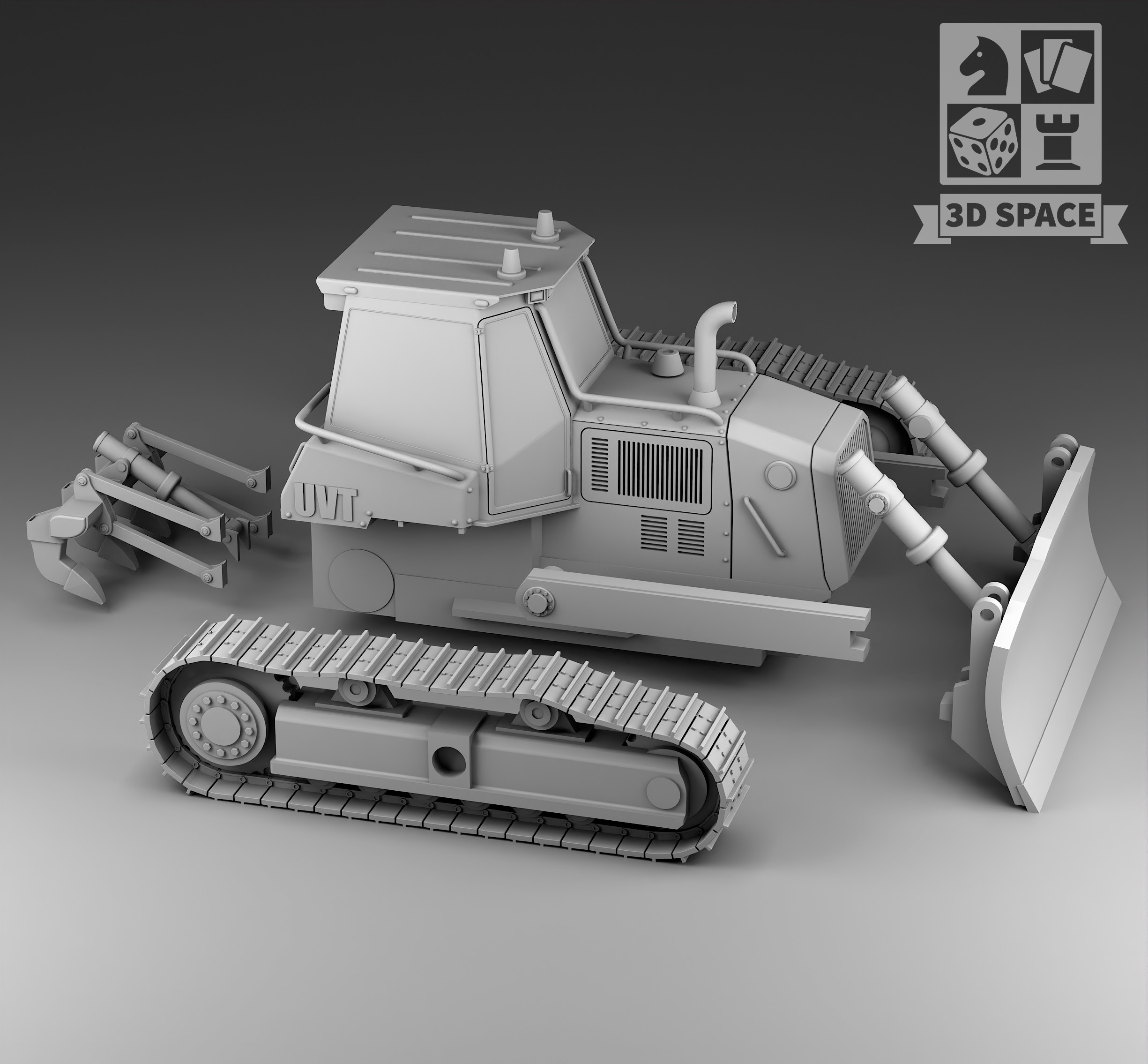 bulldozer 3D print model_3