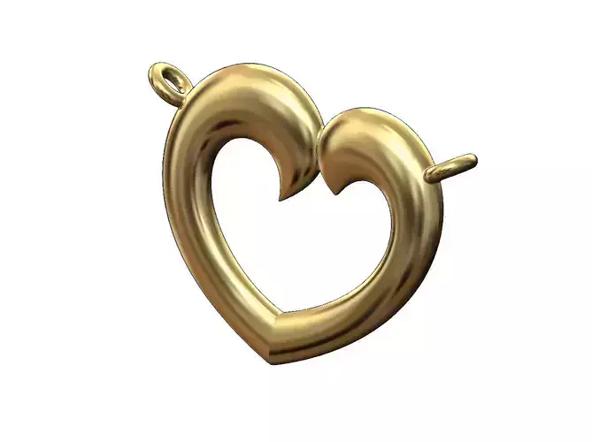 Open floral domed heart pendant and charm