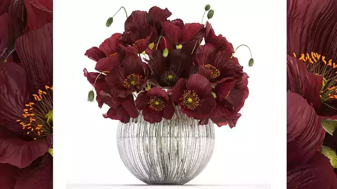 Bouquet Of Wild Flowers In A Vase With Poppy 443