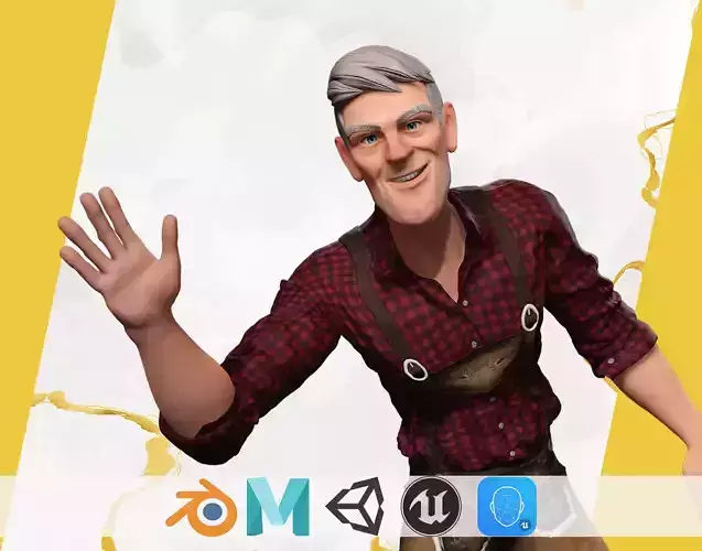 Confident Character Lumberjack Stylized Forester  Realism Low-poly 3D model