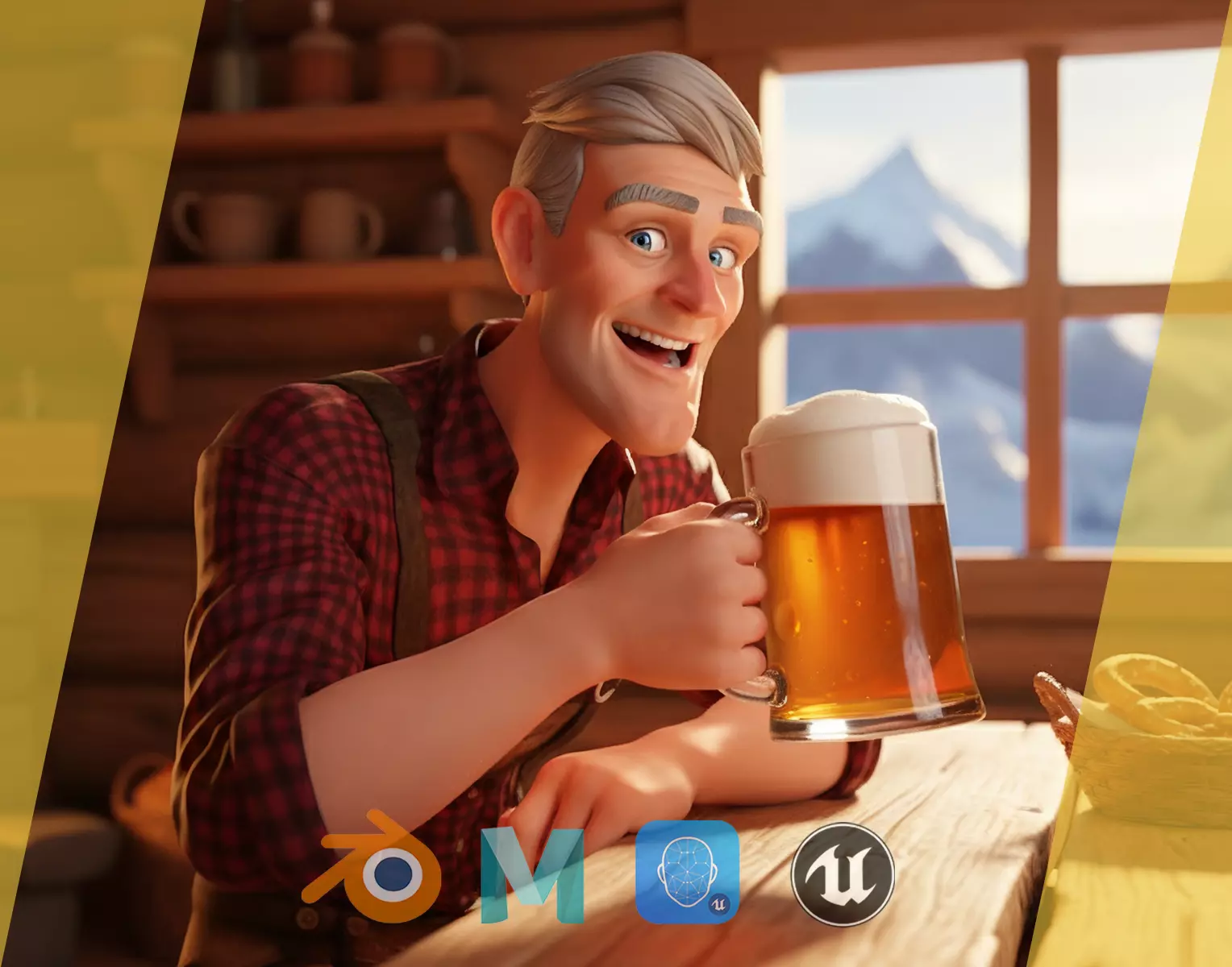 Confident Character Lumberjack Stylized Forester  Realism Low-poly 3D model_0