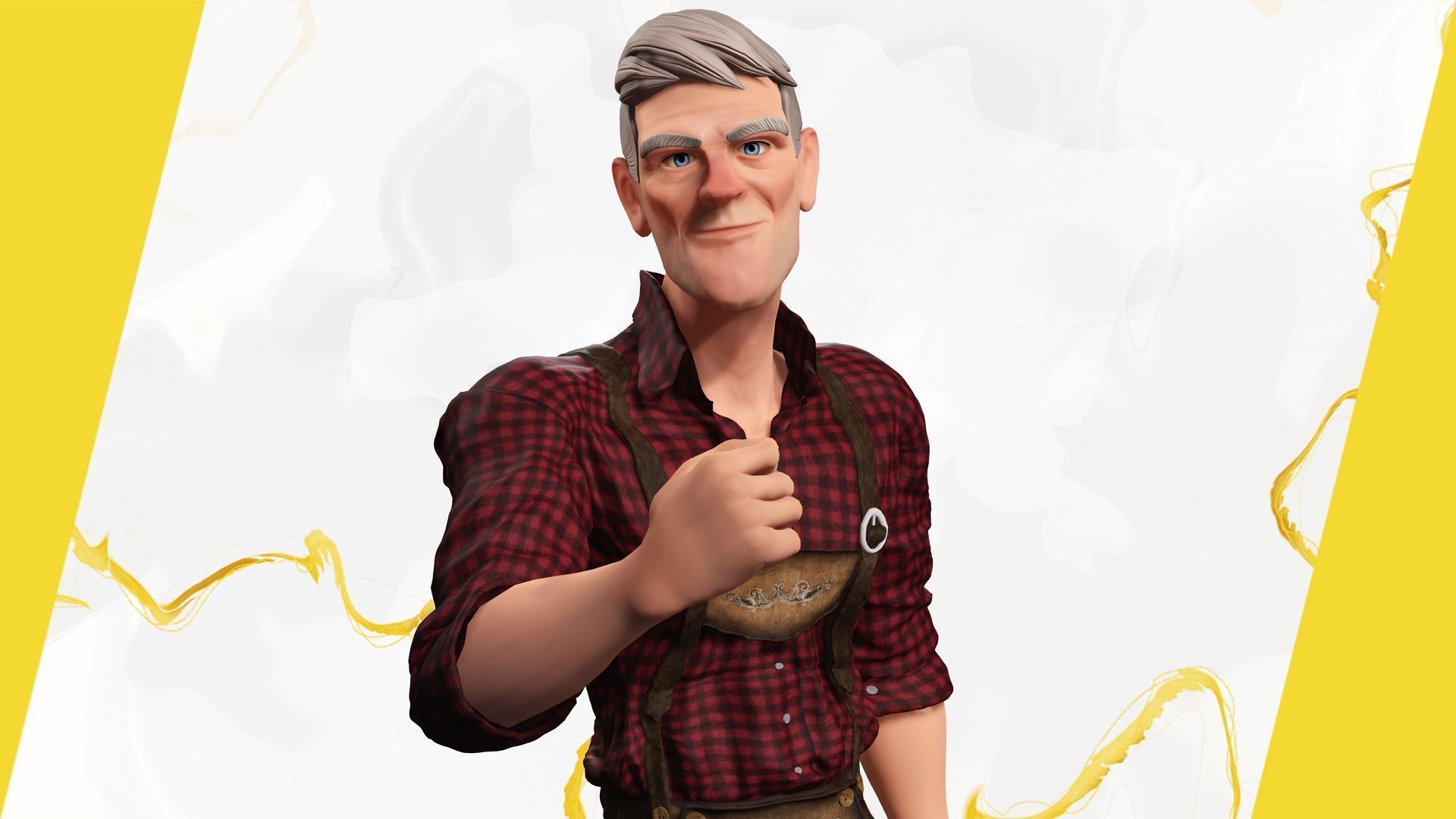 Confident Character Lumberjack Stylized Forester  Realism Low-poly 3D model_14