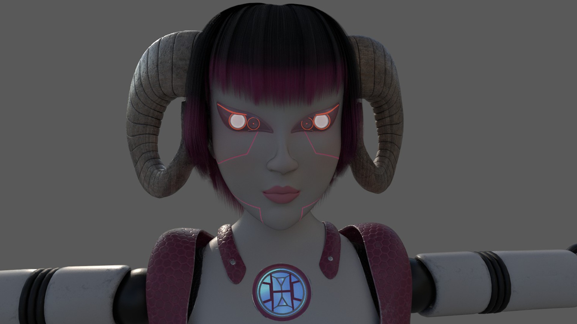 Robotic Character Hellen-Humanoid WITHOUT RIG Low-poly 3D model_7