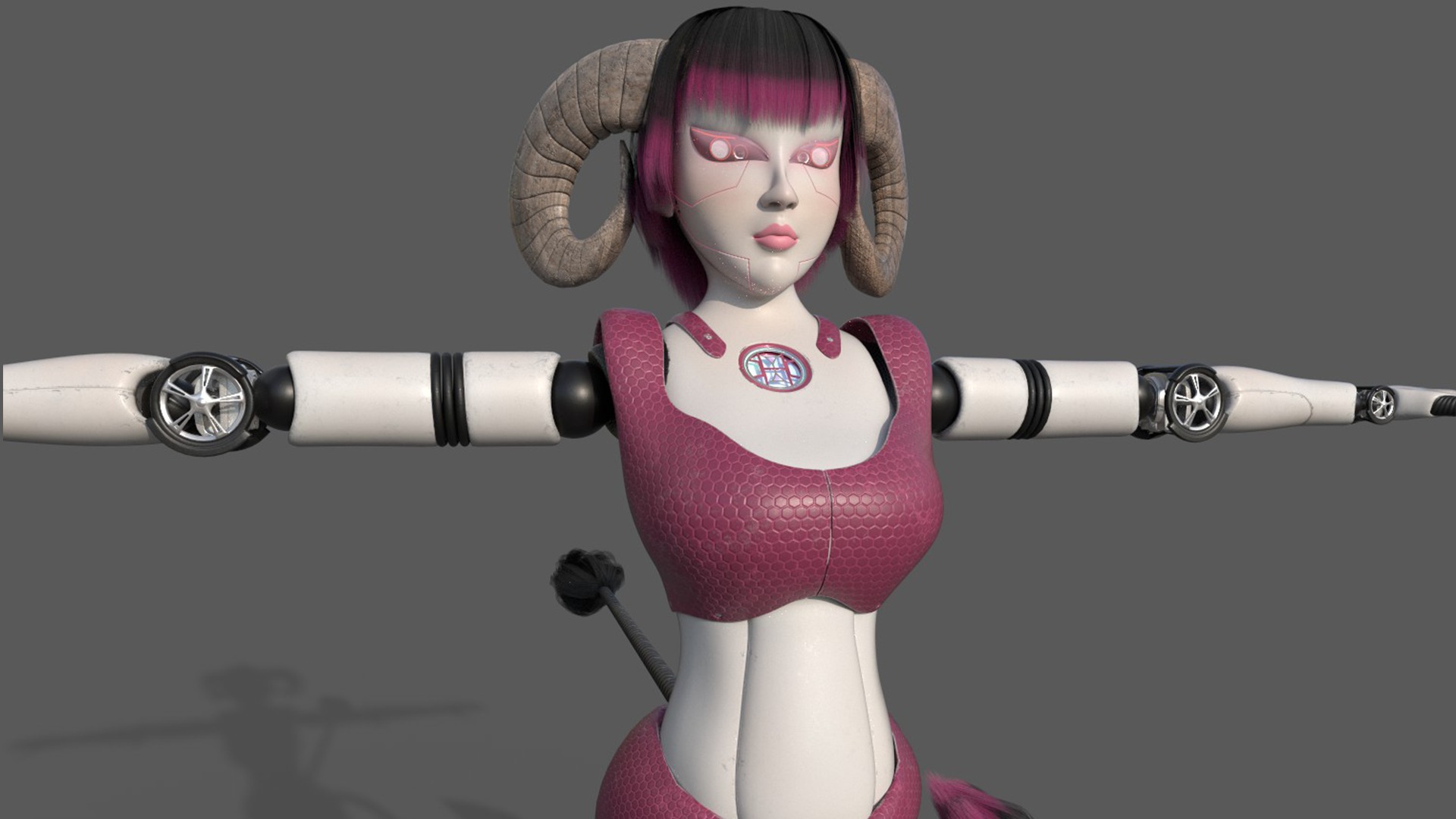 Robotic Character Hellen-Humanoid WITHOUT RIG Low-poly 3D model_4