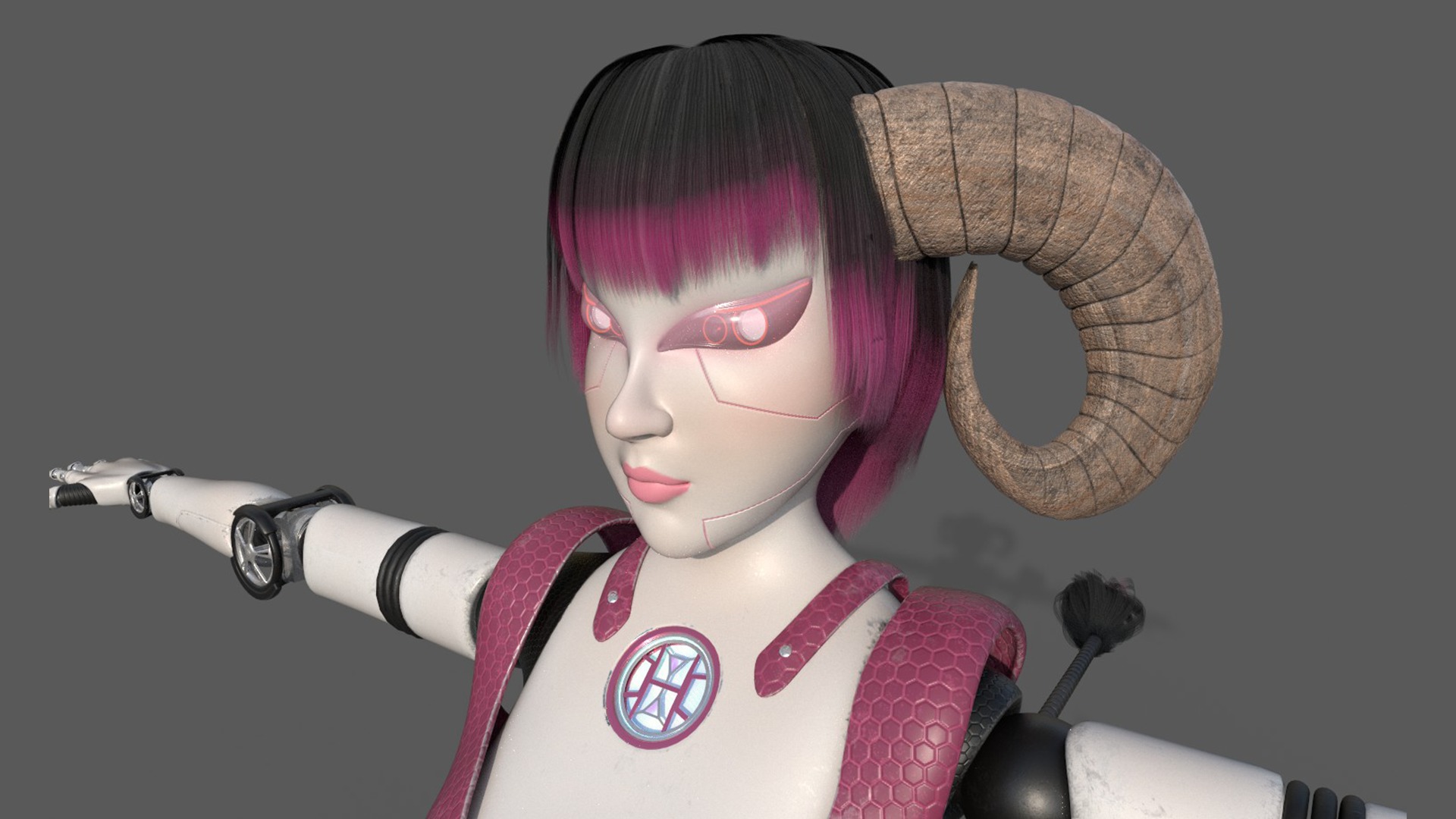 Robotic Character Hellen-Humanoid WITHOUT RIG Low-poly 3D model_2