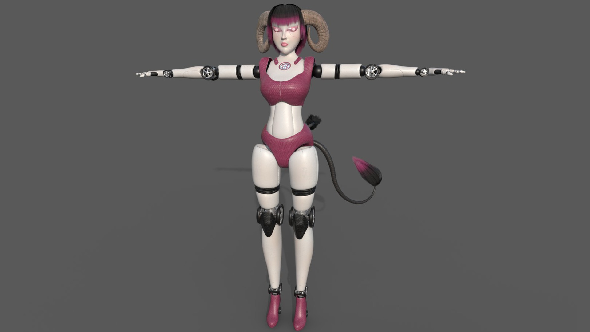 Robotic Character Hellen-Humanoid WITHOUT RIG Low-poly 3D model_5