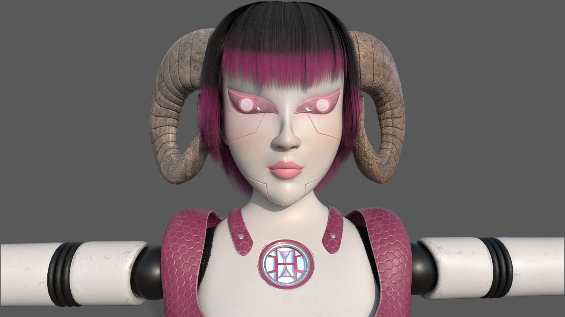 Robotic Character Hellen-Humanoid WITHOUT RIG Low-poly 3D model_3