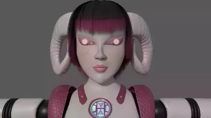 Robotic Character Hellen-Humanoid WITHOUT RIG Low-poly 3D model