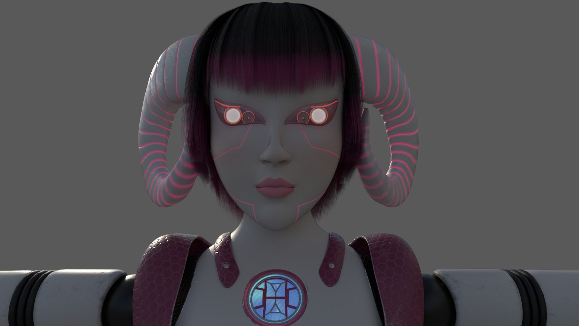 Robotic Character Hellen-Humanoid WITHOUT RIG Low-poly 3D model_8