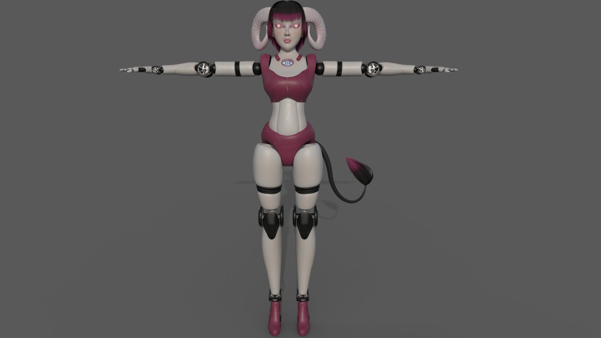 Robotic Character Hellen-Humanoid WITHOUT RIG Low-poly 3D model_9