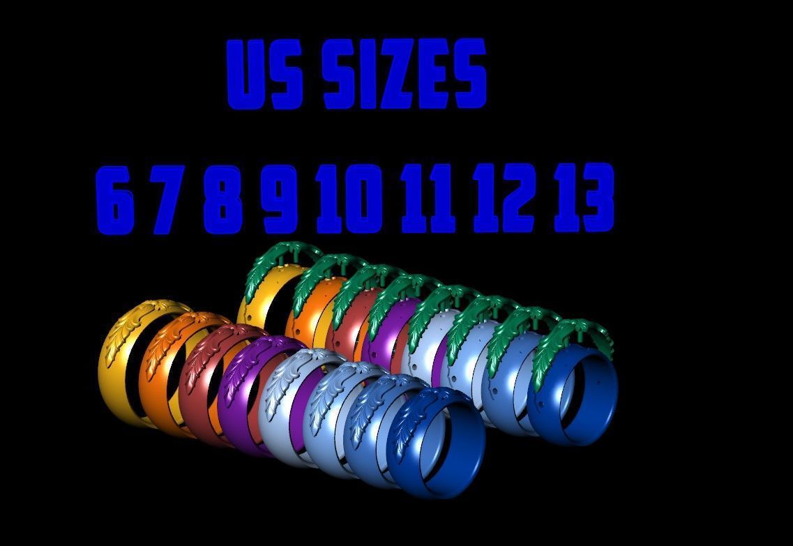 Band ring floral pattern 3D print model_5