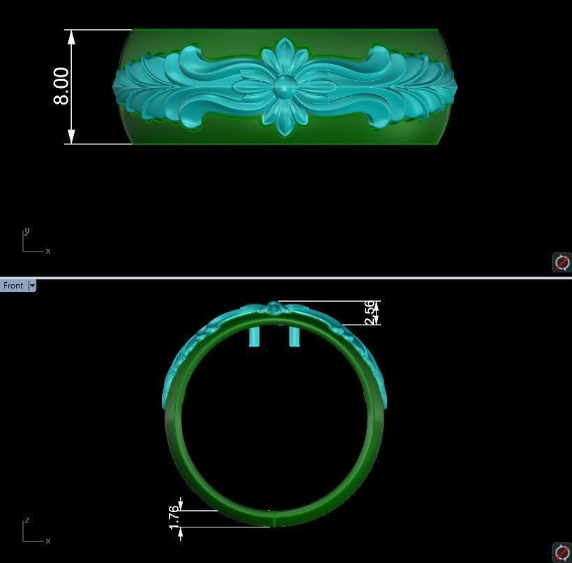 Band ring floral pattern 3D print model_6