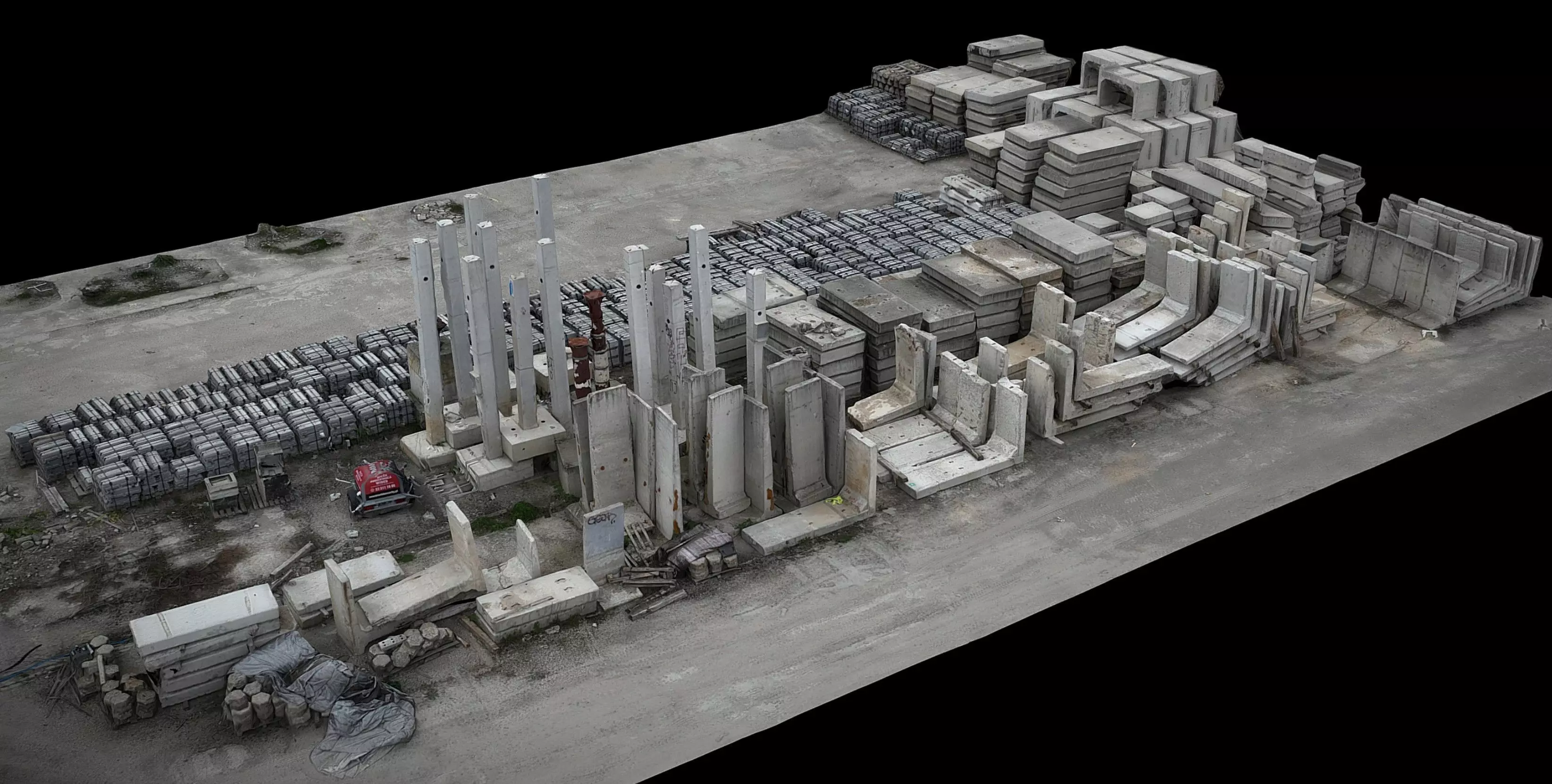 concrete blocks constructions ground photogrammetry Low-poly 3D model