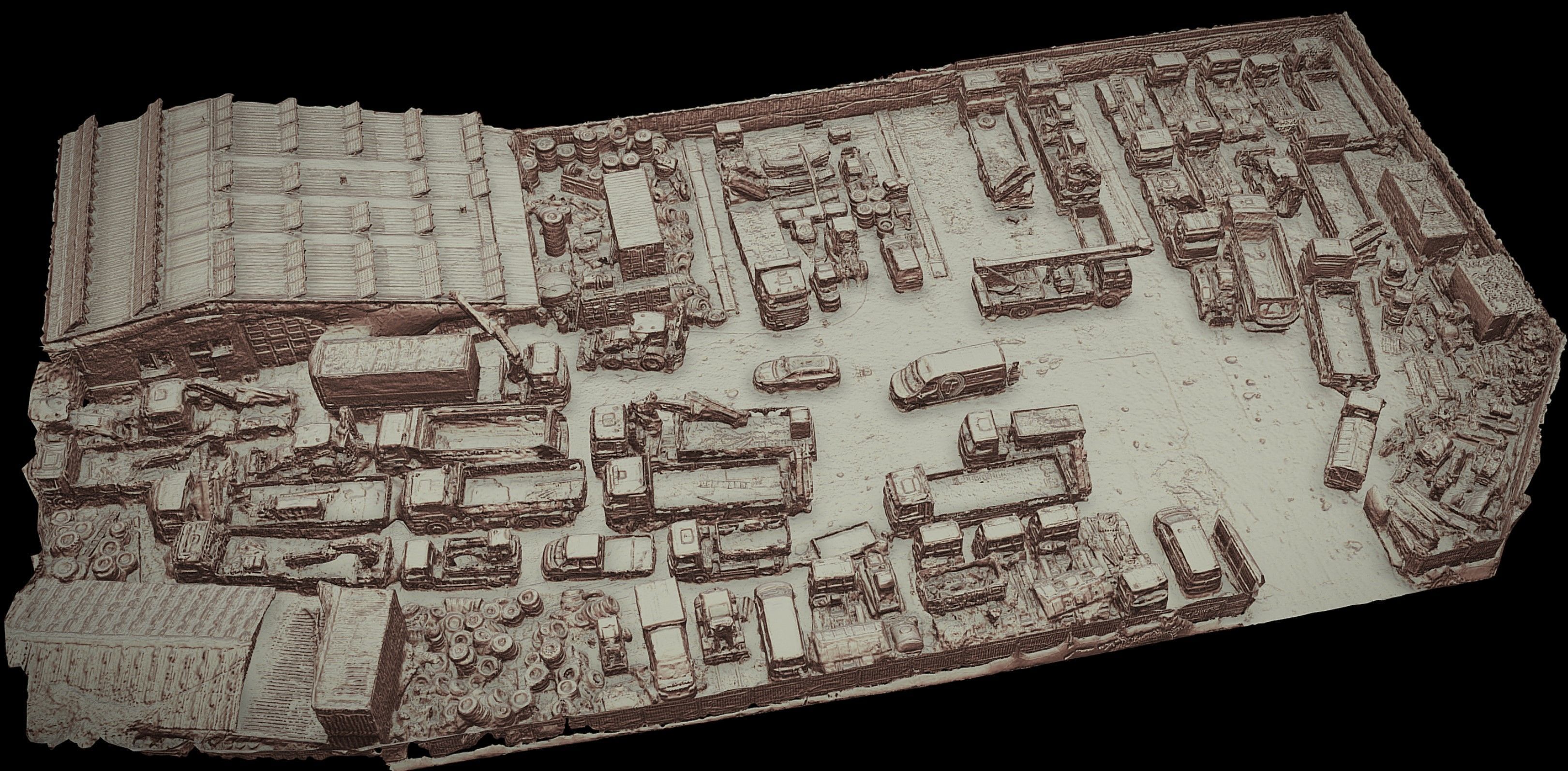 construction-site vehicles machinery terrain scan Low-poly 3D model_4