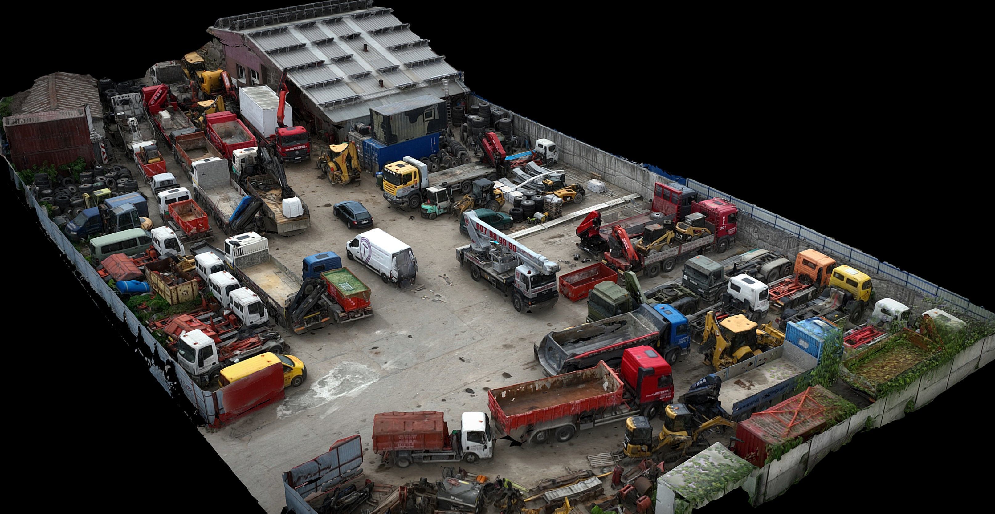 construction-site vehicles machinery terrain scan Low-poly 3D model_1