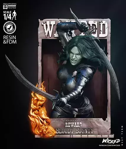 Wicked Marvel Gamora Bust Poster 3D print model