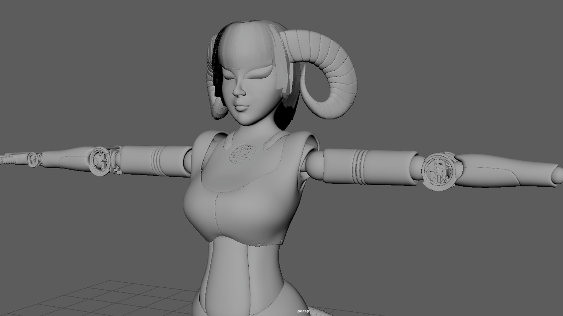 Robotic Character Hellen-Humanoid WITH RIG Low-poly 3D model_9
